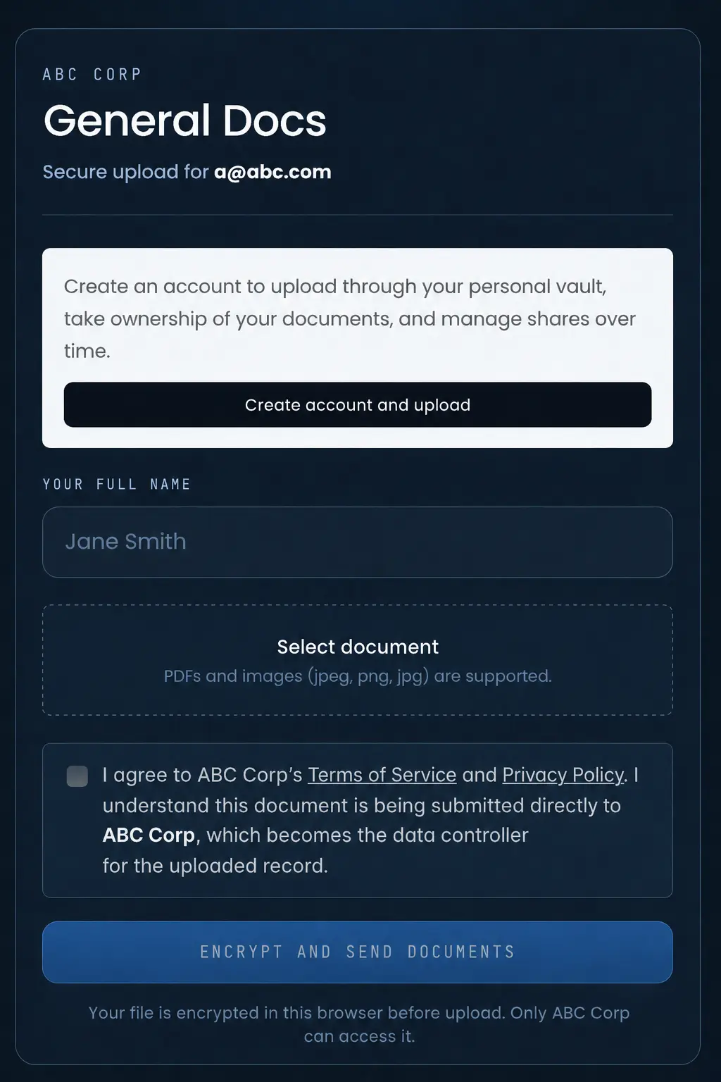 Platform Intake Request Example